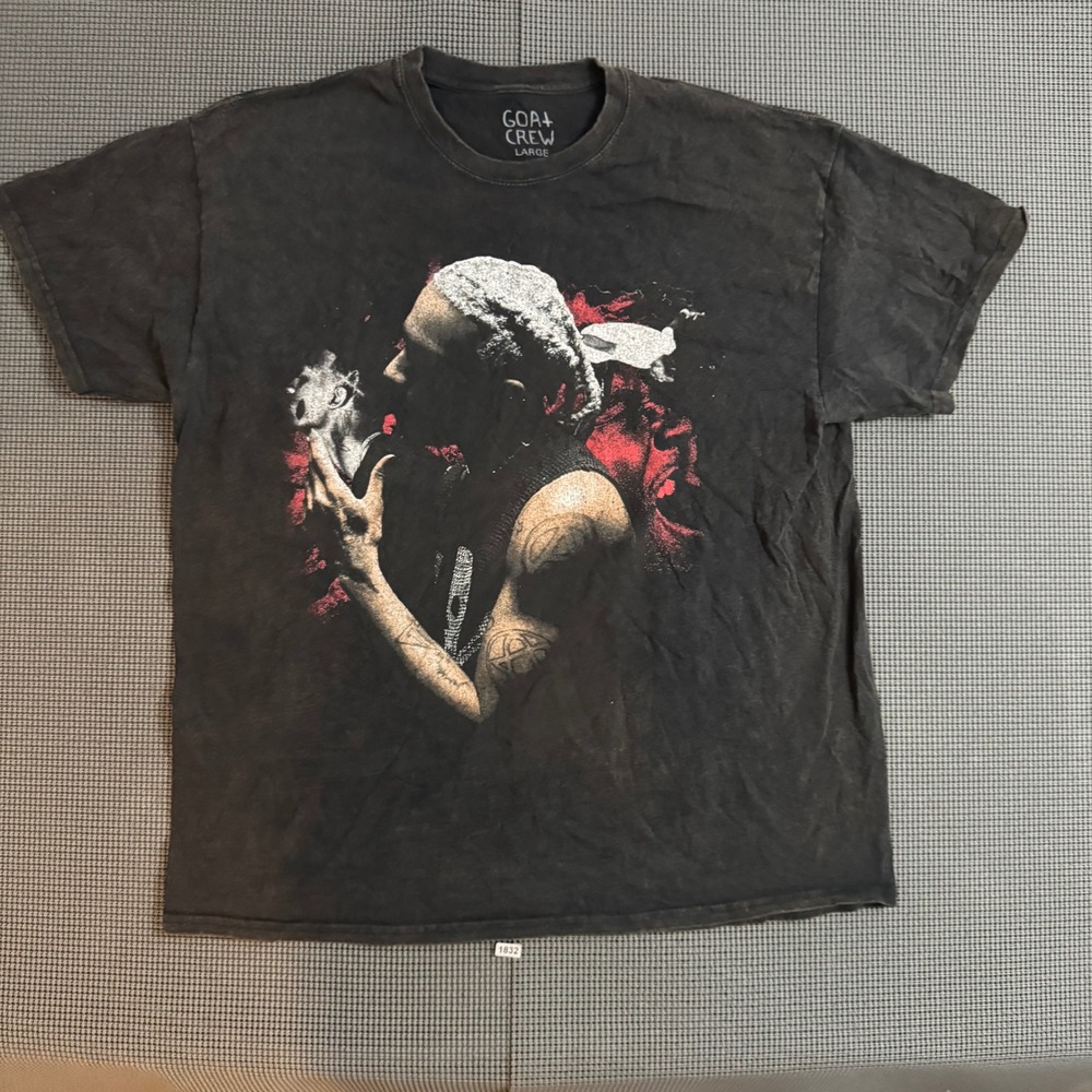 Goat Crew King Vamp Playboi Carti Graphic Tee Washed Black Large Streetwear Tee